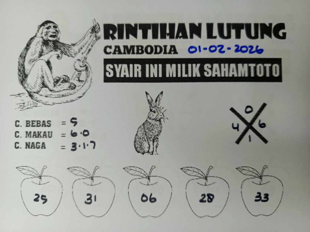 Syair Rintihan Lutung Cambodia POOLS Hari ini Minggu, 01 Februari 2026