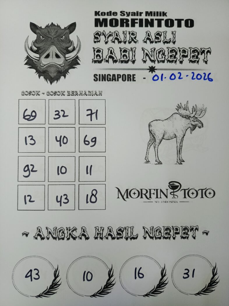 SYAIR TOGEL BABI NGEPET SINGAPORE POOLS 01 FEBRUARI 2026