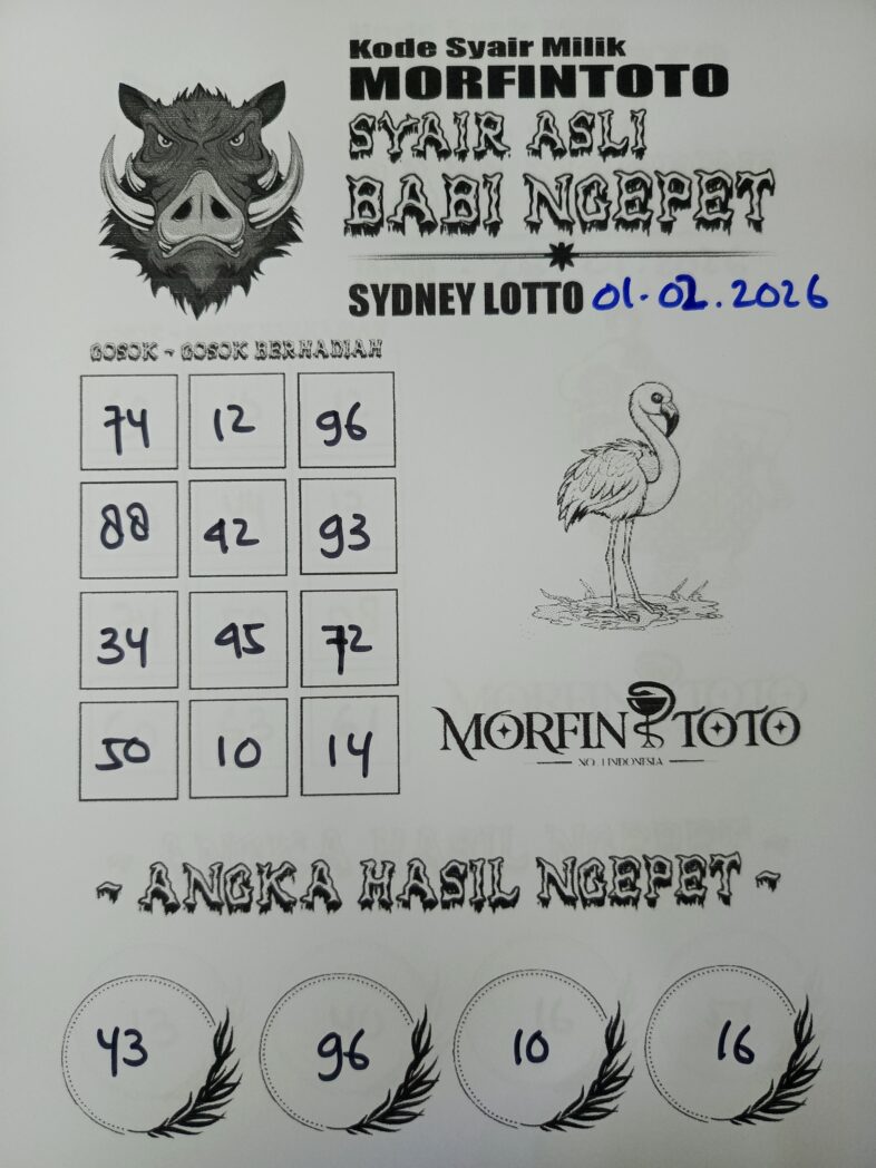 SYAIR TOGEL BABI NGEPET SYDNEY LOTTO 01 FEBRUARI 2026