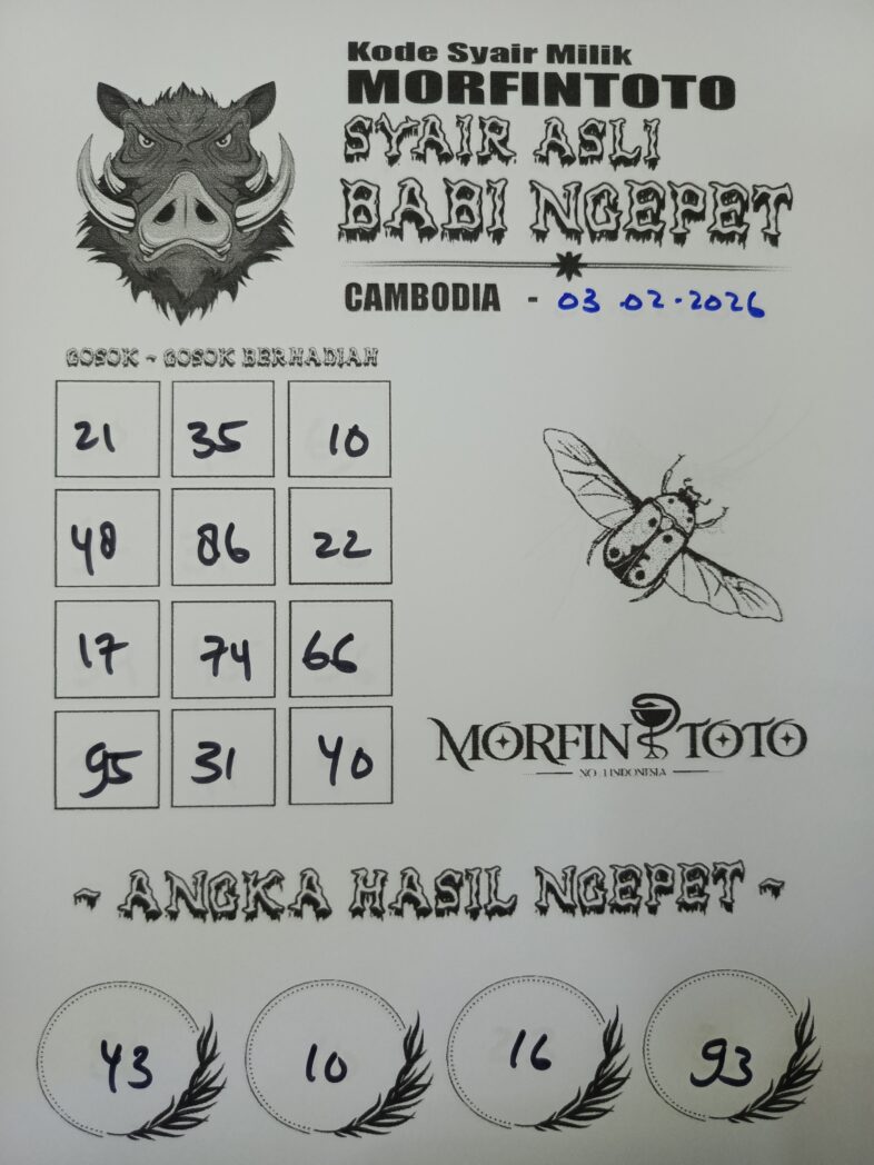 SYAIR TOGEL BABI NGEPET CAMBODIA 03 FEBRUARI 2026