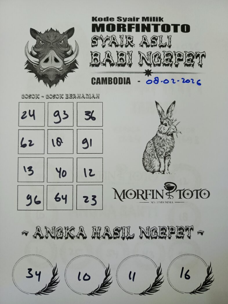 SYAIR TOGEL BABI NGEPET CAMBODIA 08 FEBRUARI 2026