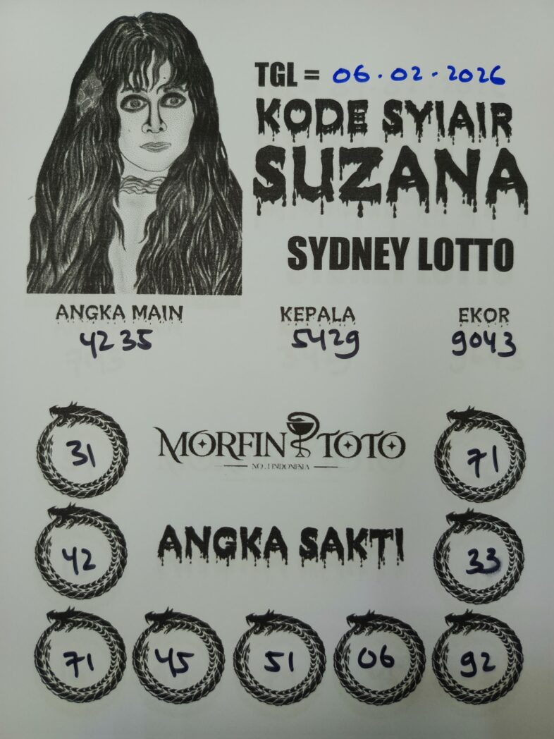 SYAIR TOGEL SUZANA SYDNEY LOTTO 06 FEBRUARI 2026