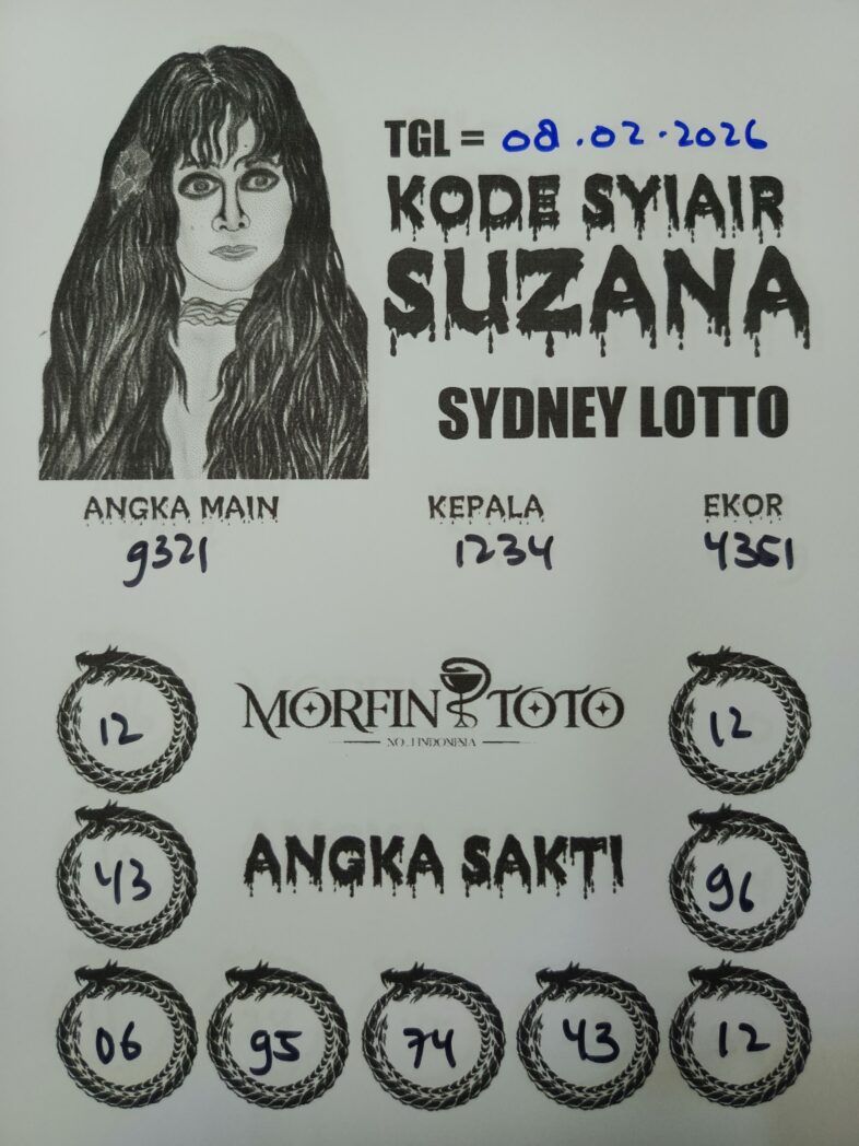 SYAIR TOGEL SUZANA SYDNEY LOTTO 08 FEBRUARI 2026
