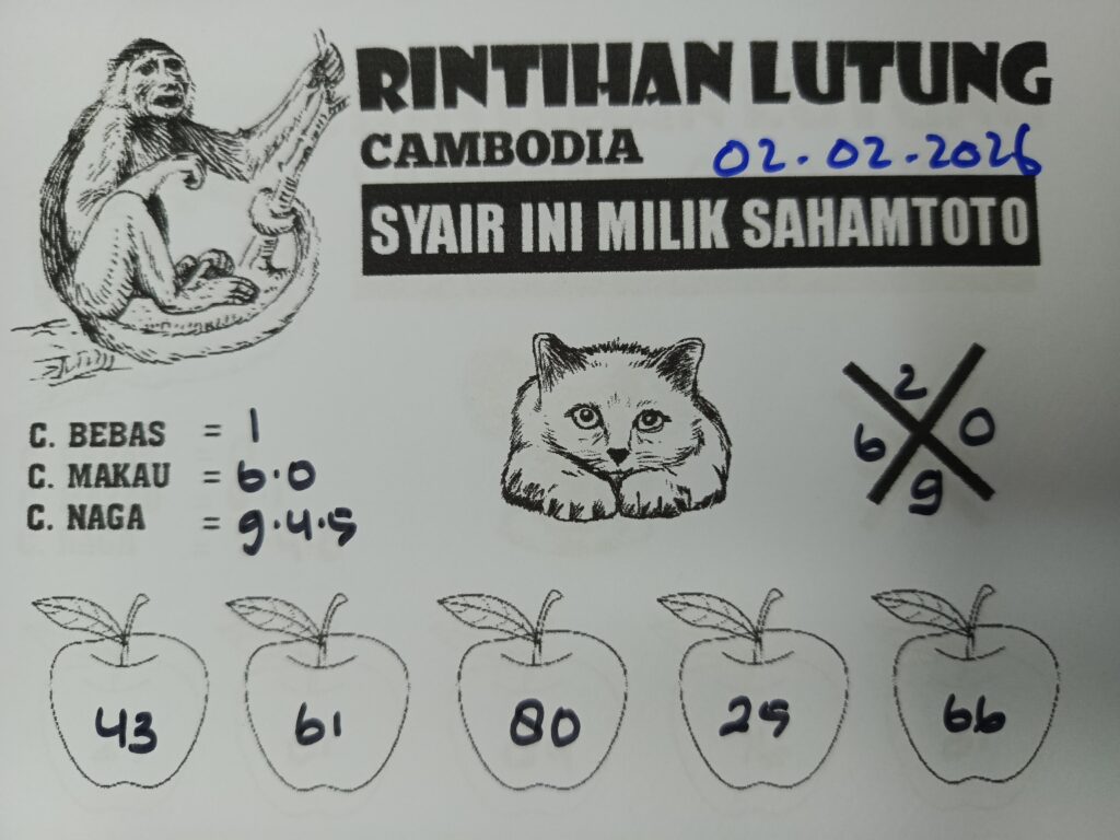 Syair Rintihan Lutung CAMBODIA POOLS Hari ini SENIN 02 Februari 2026