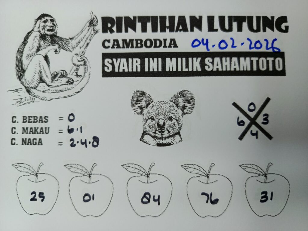 Syair Rintihan Lutung CAMBODIA POOLS Hari ini RABU 04 Februari 2026