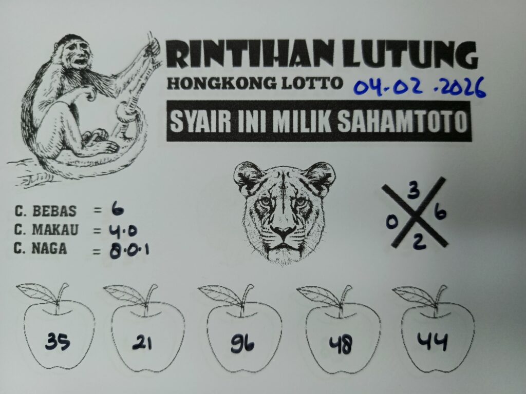 Syair Rintihan Lutung HONGKONG LOTTO Hari ini RABU 04 Februari 2026