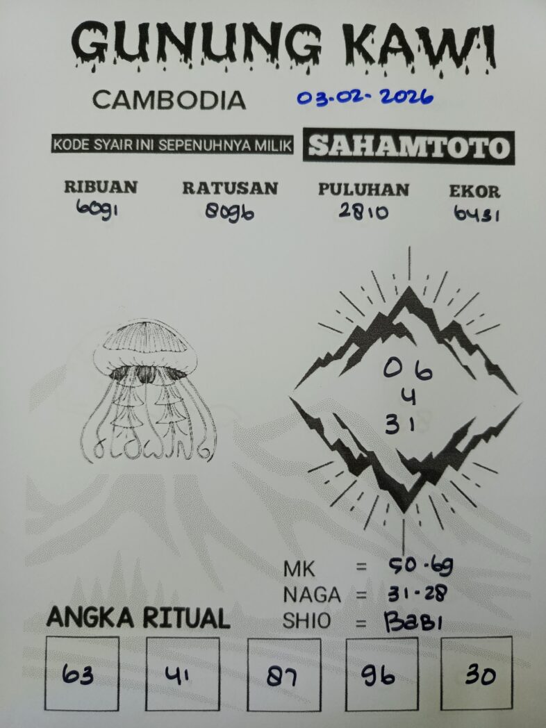 Syair Gunung Kawi CAMBODIA POOLS Hari ini SELASA 03 Februari 2026