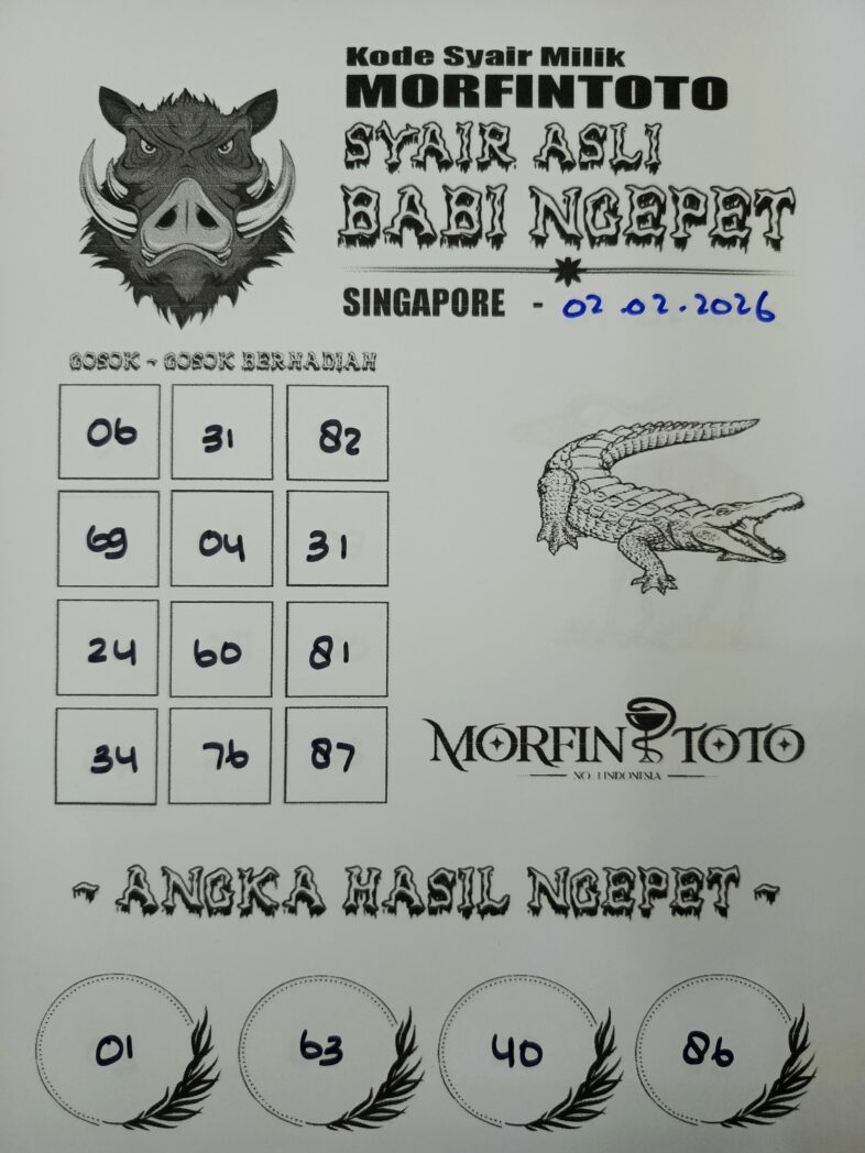 SYAIR TOGEL BABI NGEPET SINGAPORE POOLS 02 FEBRUARI 2026