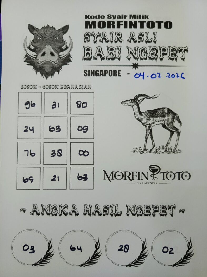SYAIR TOGEL BABI NGEPET SINGAPORE POOLS 04 FEBRUARI 2026