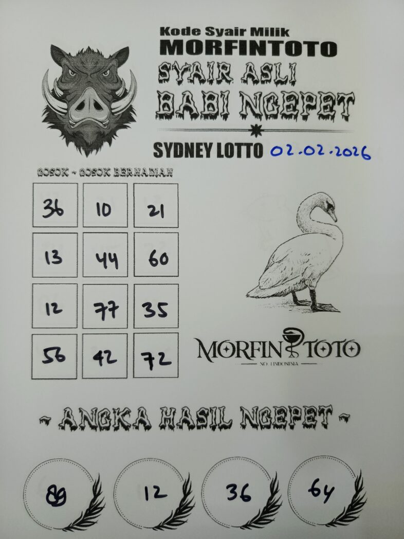 SYAIR TOGEL BABI NGEPET SYDNEY LOTTO 02 FEBRUARI 2026