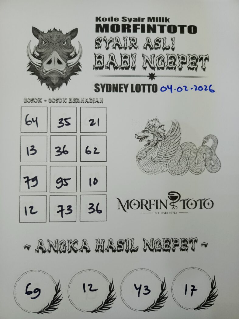 SYAIR TOGEL BABI NGEPET SYDNEY LOTTO 04 FEBRUARI 2026