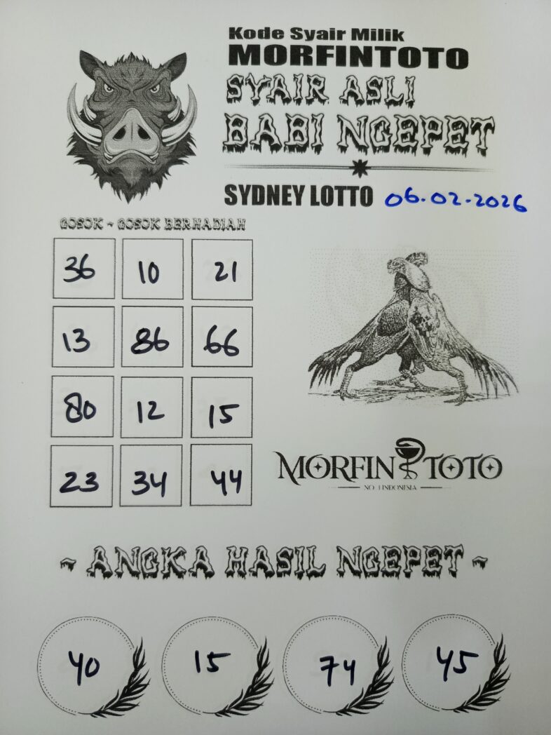 SYAIR TOGEL BABI NGEPET SYDNEY LOTTO 06 FEBRUARI 2026