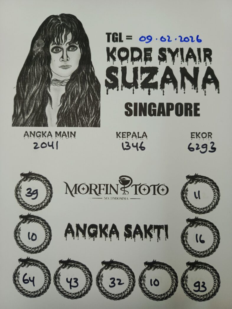 SYAIR TOGEL SINGAPORE SUZANA  09 FEBRUARI 2026
