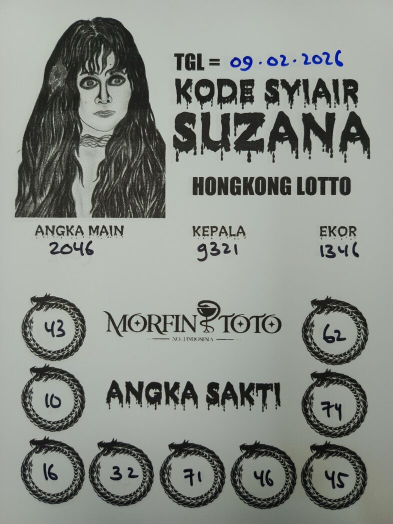 SYAIR TOGEL SUZANA  HONGKONG LOTTO 09 FEBRUARI 2026