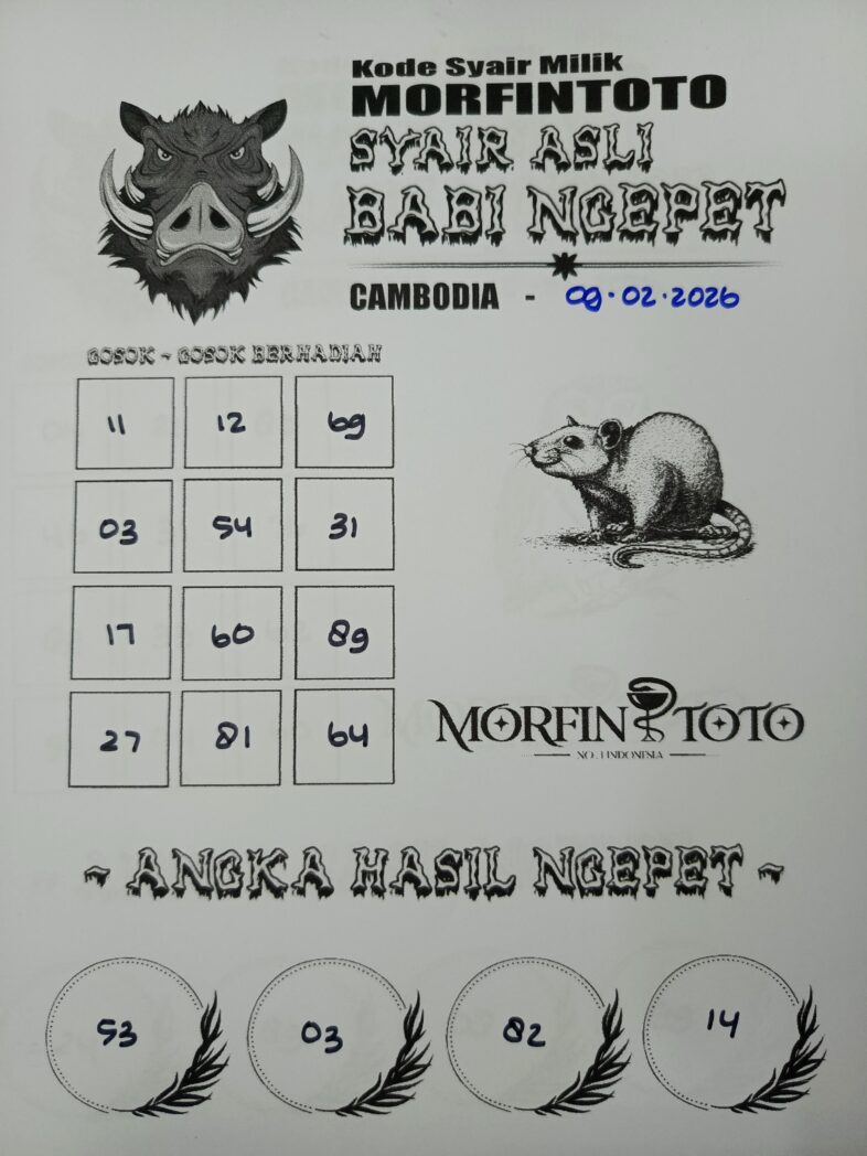 SYAIR TOGEL BABI NGEPET CAMBODIA 09 FEBRUARI 2026