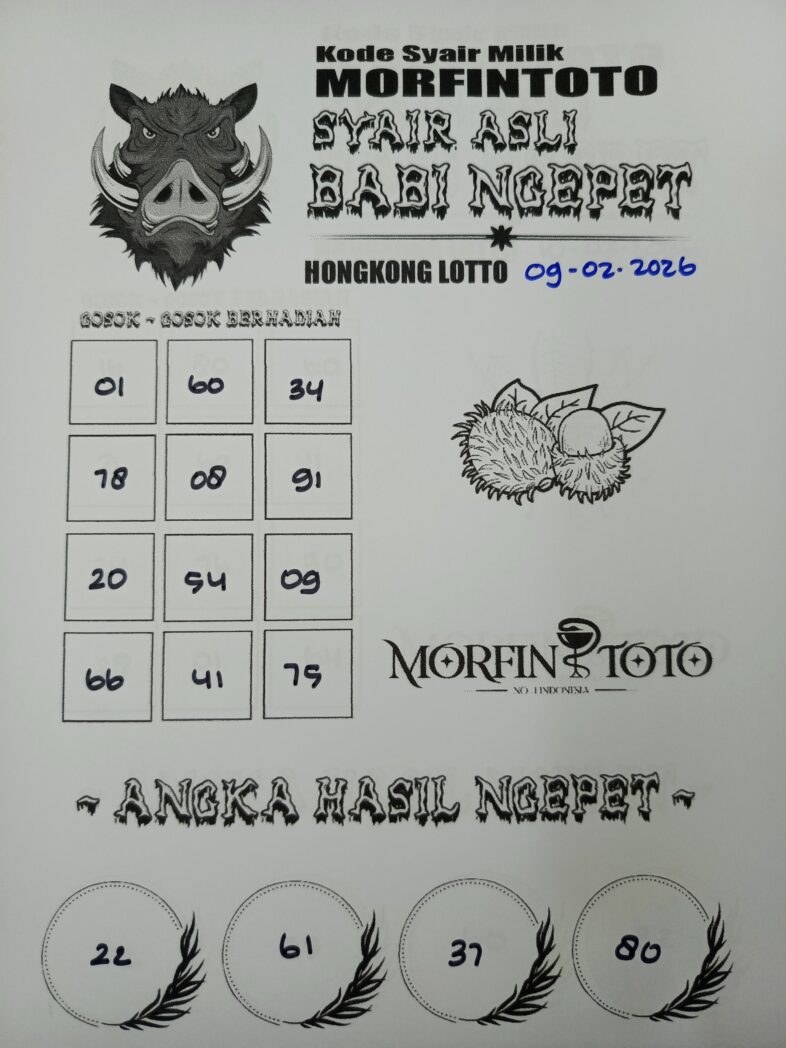 SYAIR TOGEL BABI NGEPET HONGKONG LOTTO 09 FEBRUARI 2026