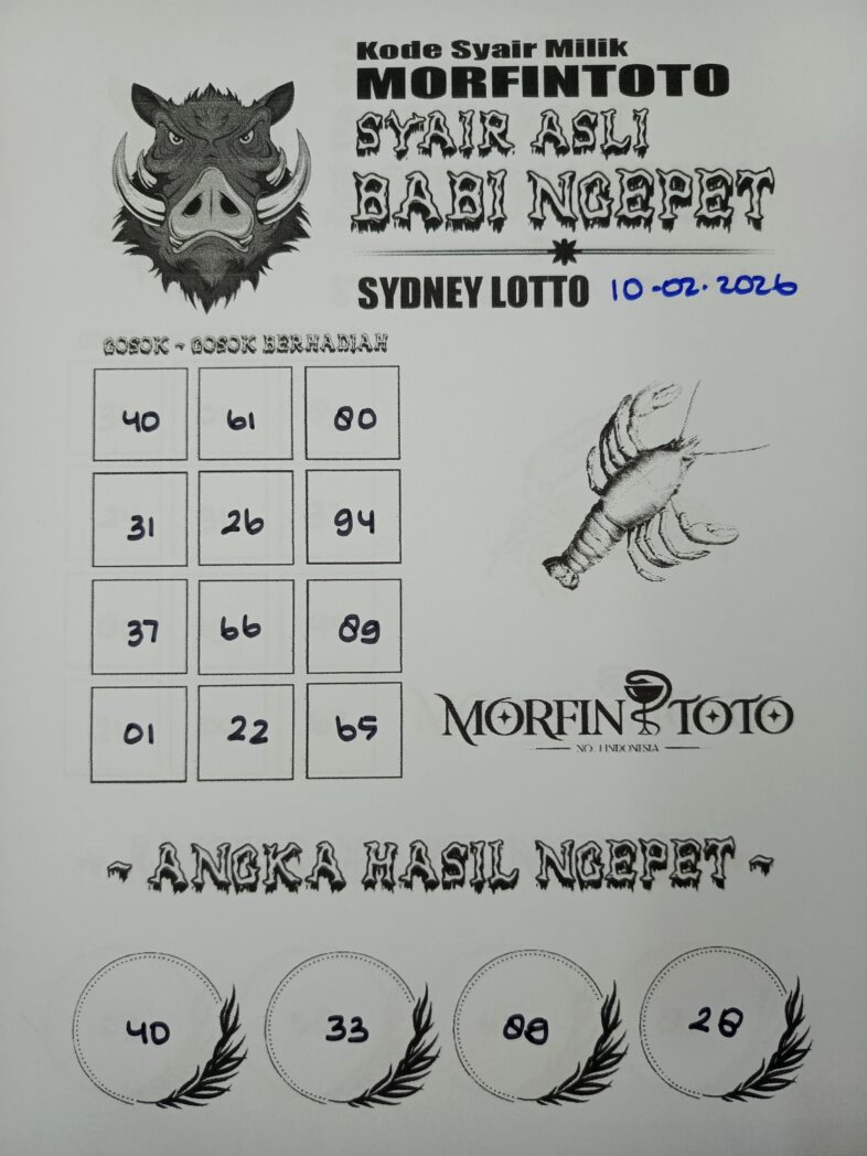SYAIR TOGEL BABI NGEPET SYDNEY LOTTO 10 FEBRUARI 2026