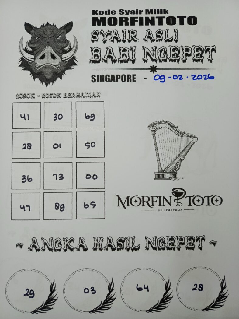 SYAIR TOGEL SINGAPORE BABI NGEPET 09 FEBRUARI 2026