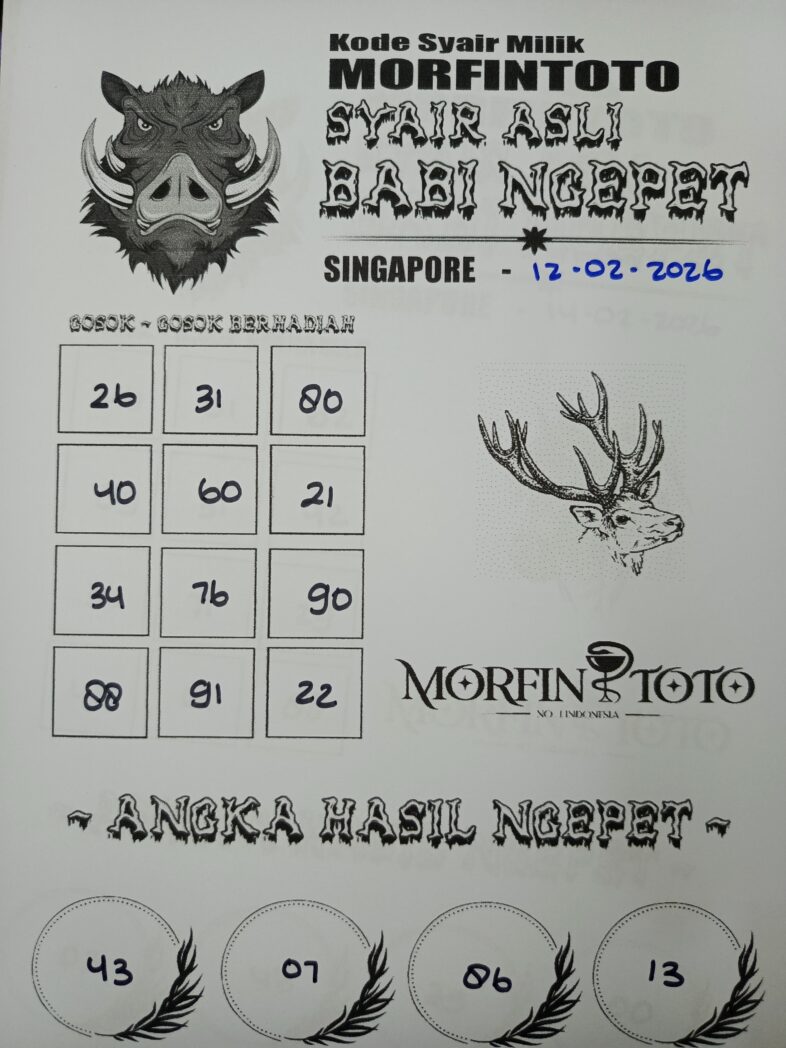 SYAIR TOGEL SINGAPORE BABI NGEPET 12 FEBRUARI 2026
