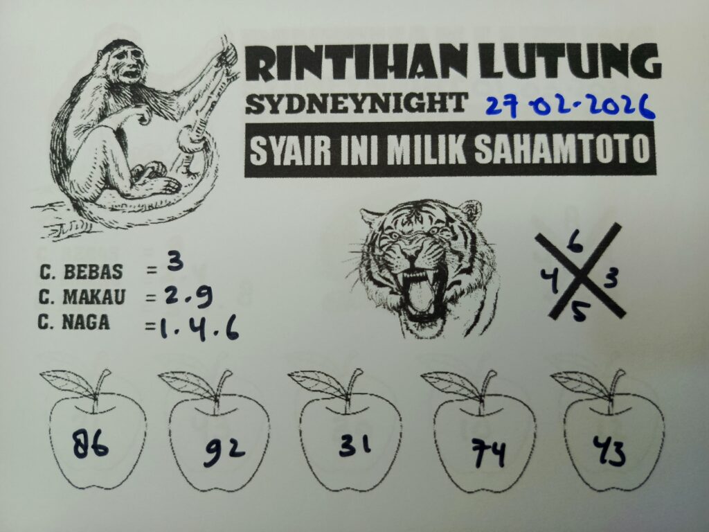 Syair Rintihan Lutung SydneyNight Hari ini Jumat, 27 Februari 2026