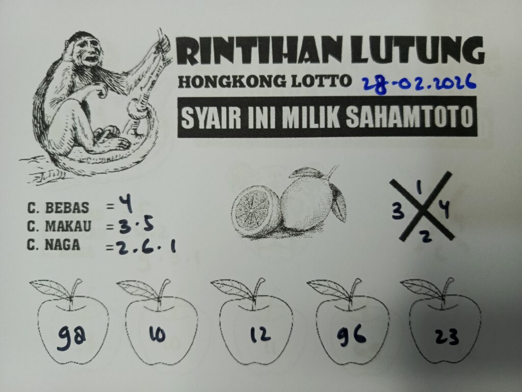 Syair Rintihan Lutung HONGKONG LOTTO Hari ini Sabtu, 28 Februari 2026
