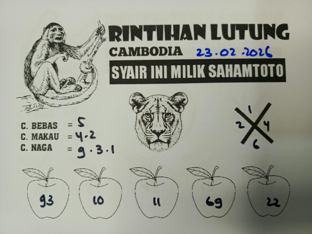 Syair Rintihan Lutung Cambodia Pools Hari ini SENIN 23 Februari 2026