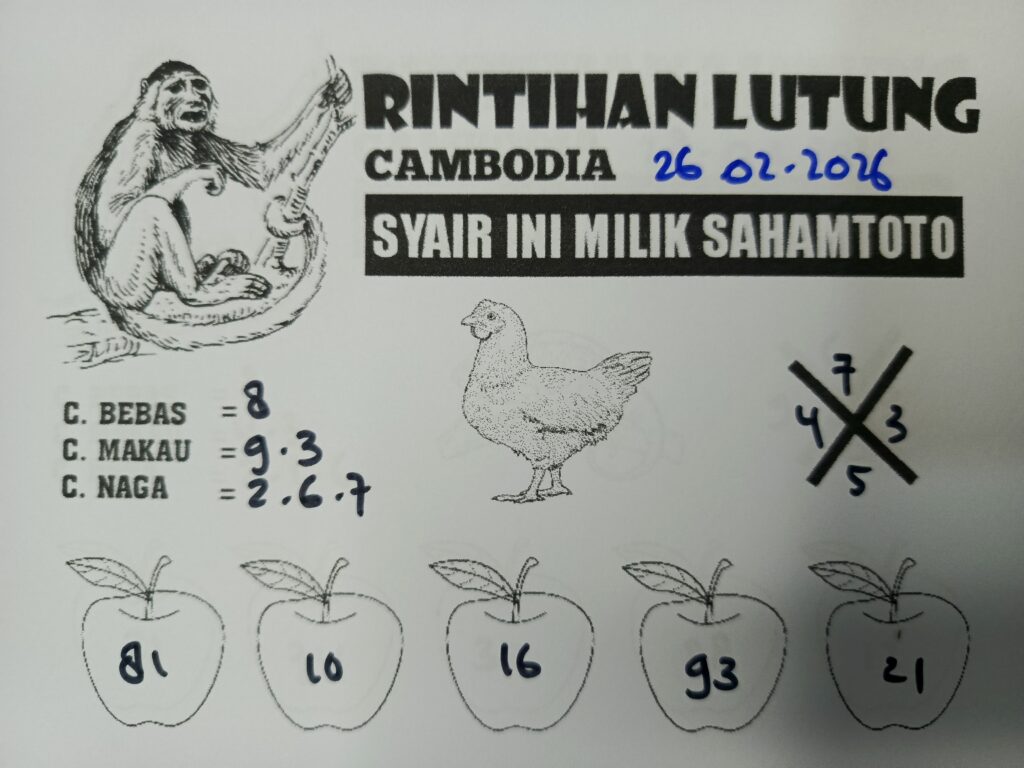 Syair Rintihan Lutung CAMBODIA Pools Hari ini Kamis, 26 Februari 2026