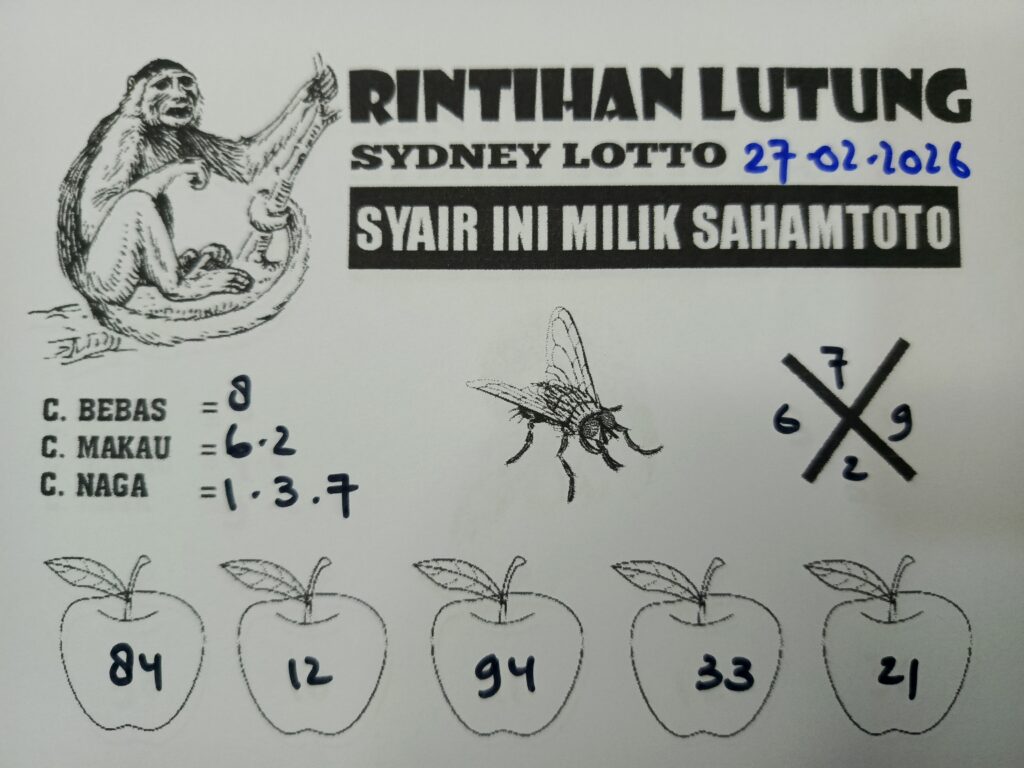 Syair Rintihan Lutung SYDNEY LOTTO Hari ini Kamis 26 Februari 2026