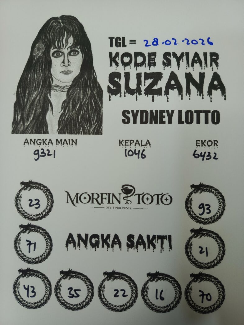 SYAIR TOGEL SUZANA SYDNEY LOTTO 28 FEBRUARI 2026