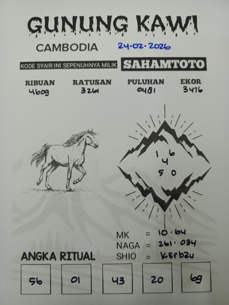 Syair Gunung Kawi CAMBODIA Pools Hari ini Selasa, 24 Februari 2026