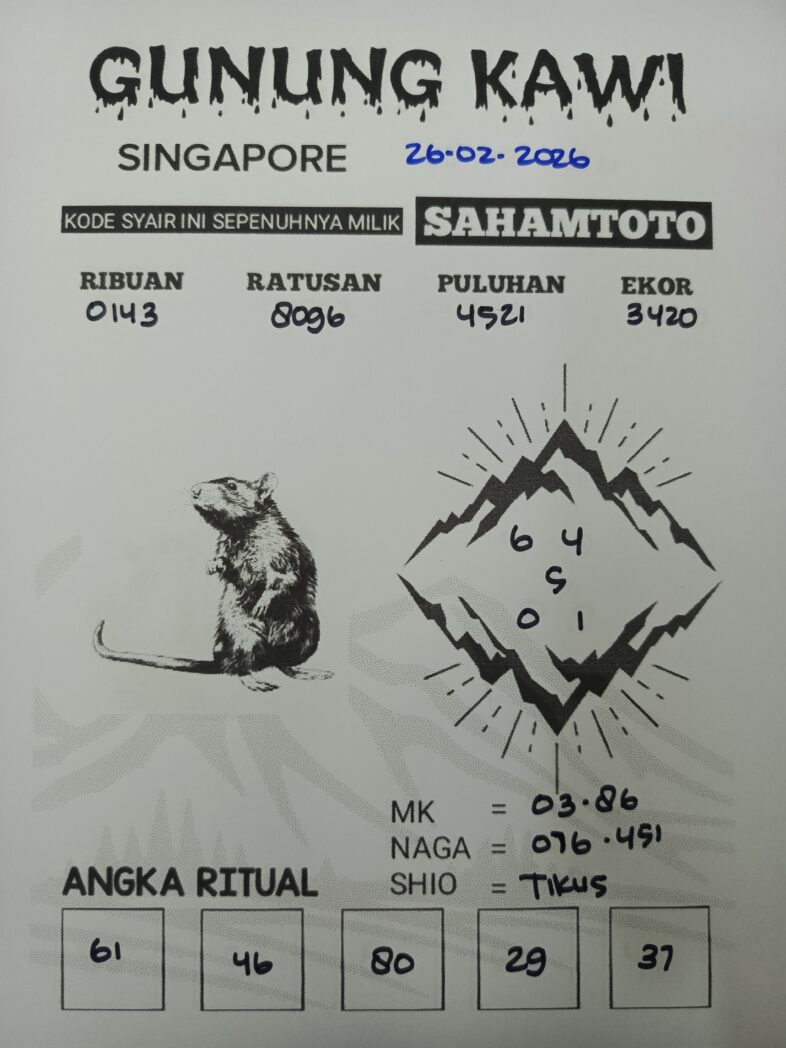 Syair Gunung Kawi Singapore Pools Hari ini Kamis, 26 Februari 2026