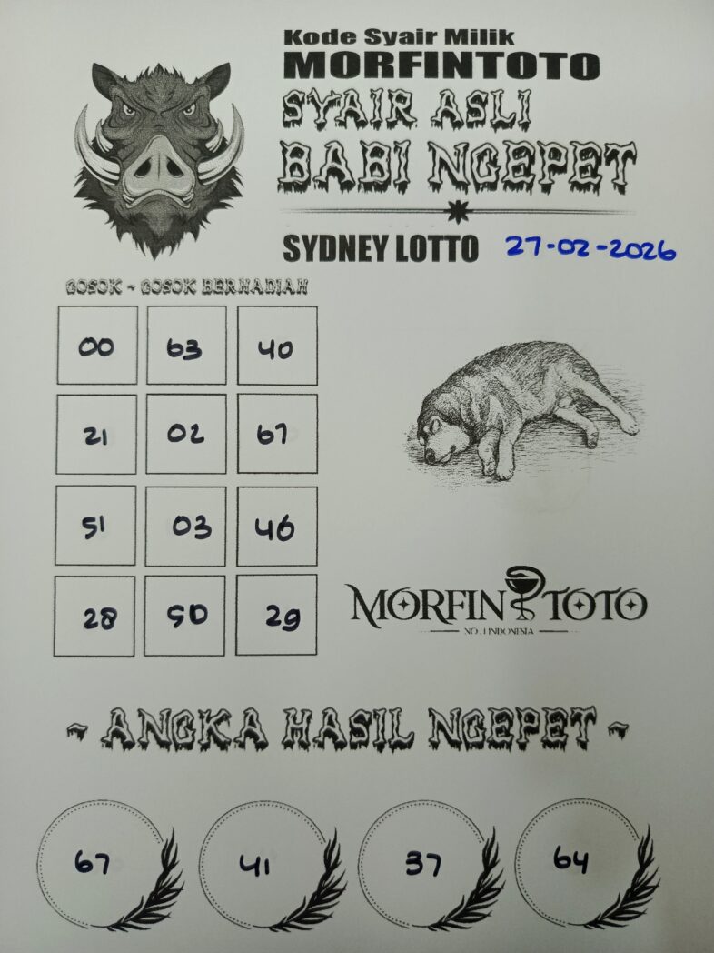 SYAIR TOGEL BABI NGEPET SYDNEY LOTTO 27 FEBRUARI 2026