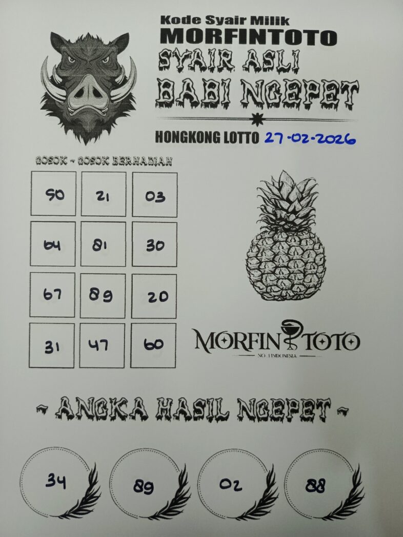 SYAIR TOGEL BABI NGEPET HONGKONG LOTTO 27 FEBRUARI 2026