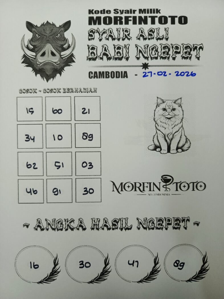 SYAIR TOGEL BABI NGEPET CAMBODIA 27 FEBRUARI 2026