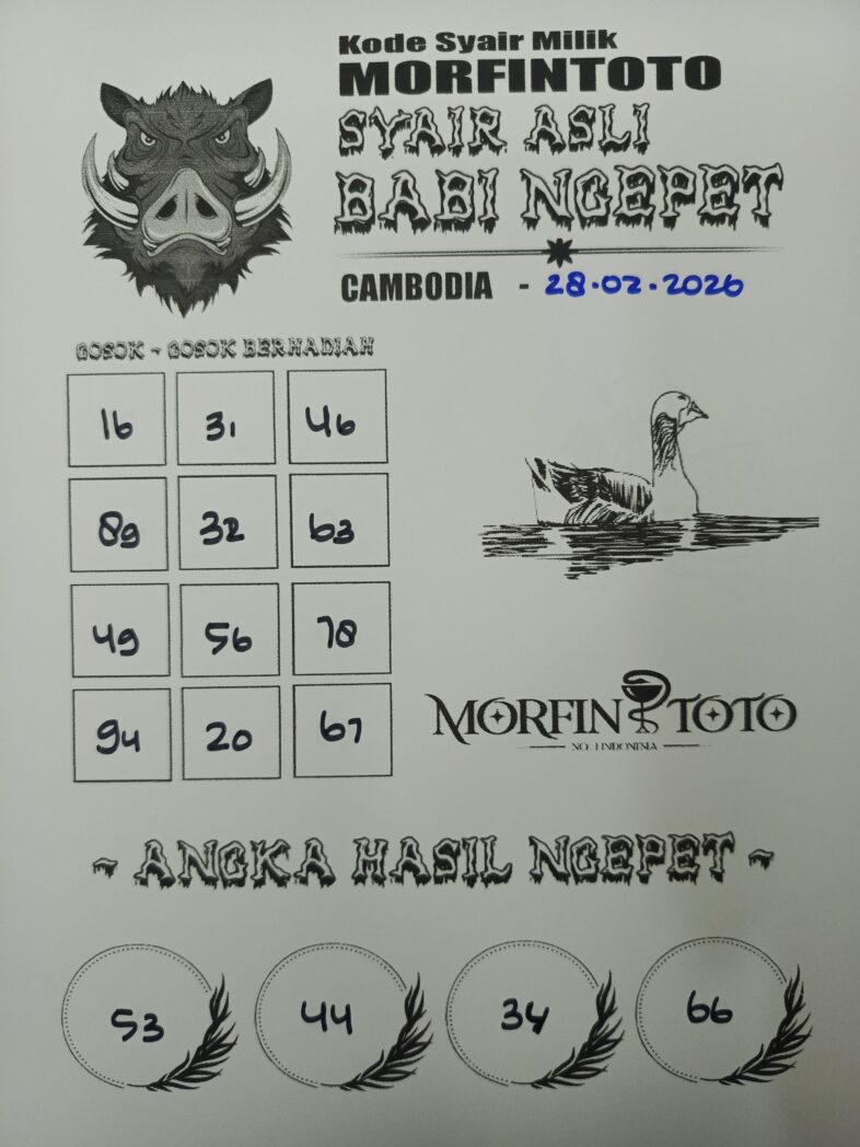 SYAIR TOGEL BABI NGEPET CAMBODIA 28 FEBRUARI 2026