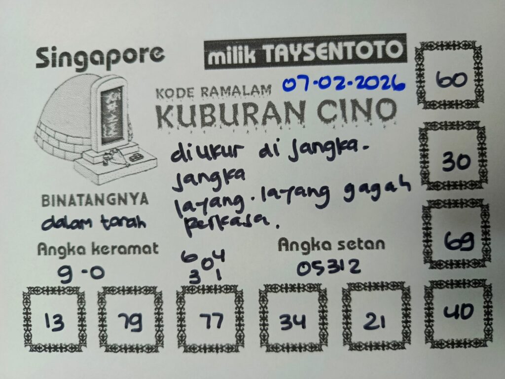 Syair Kuburan Cino SGP Hari ini Sabtu, 07 Februari 2026