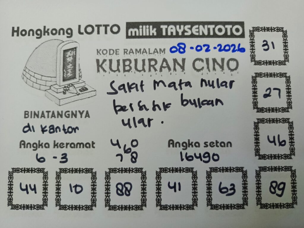 Syair Kuburan Cino HK Hari Minggu, 08 Februari 2026