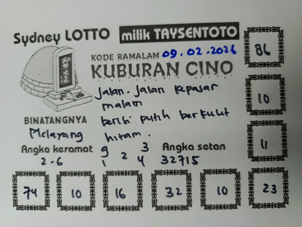 Syair Kuburan Cino Sydney Hari ini Senin, 09 Februari 2026