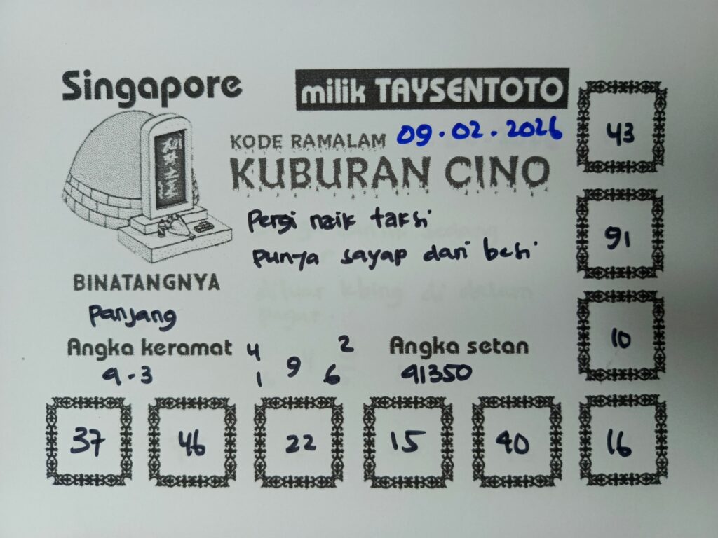 Syair Kuburan Cino SGP Hari ini Senin, 09 Februari 2026