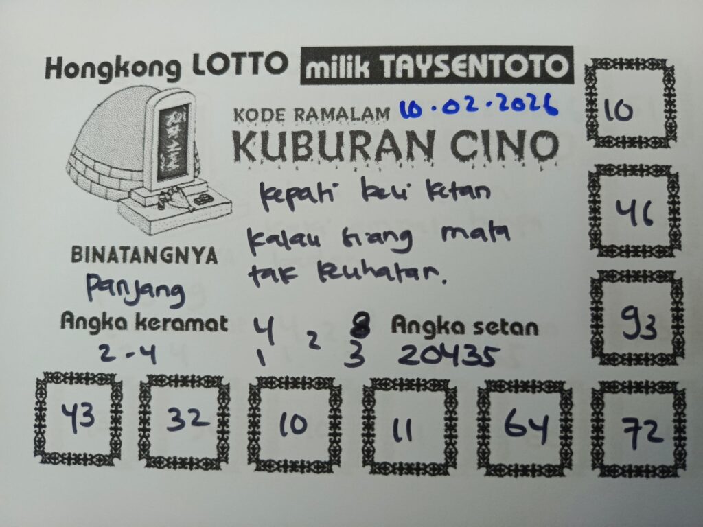 Syair Kuburan Cino HK Hari Selasa, 10 Februari 2026