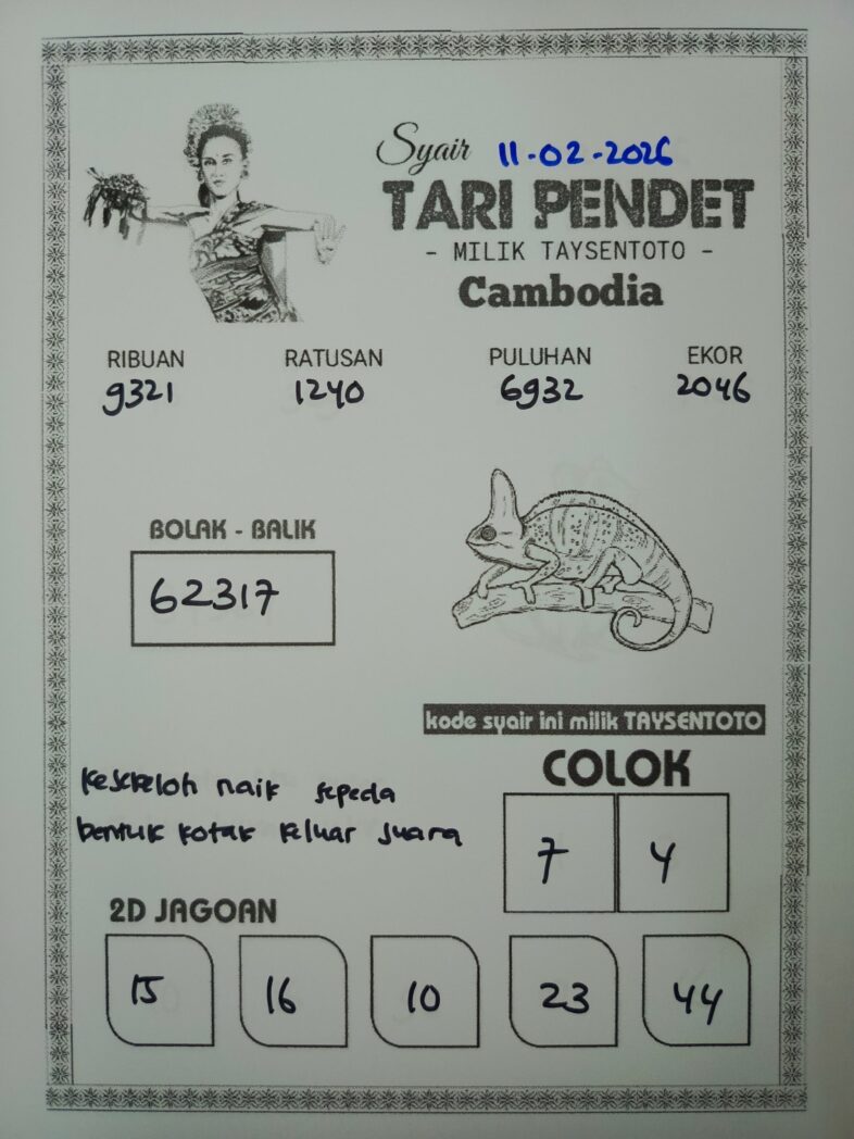 Syair Tari Pendet Cambodia Hari Ini Rabu, 11 Februari 2026