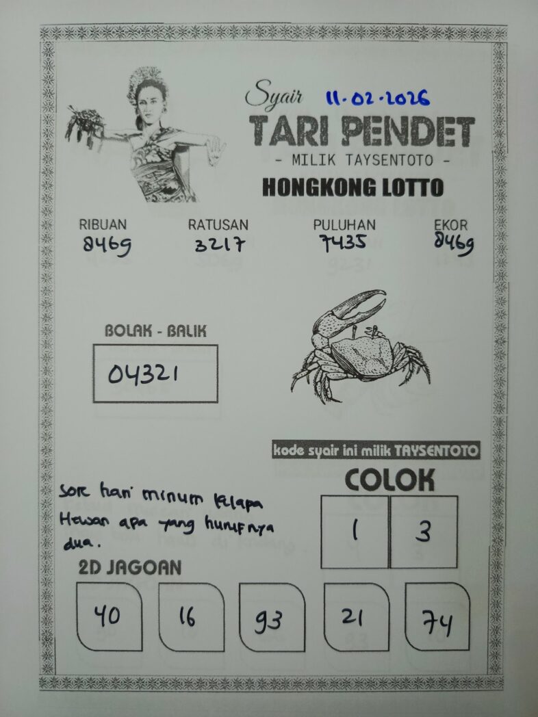 Syair Tari Pendet HK Hari Rabu, 11 Februari 2026