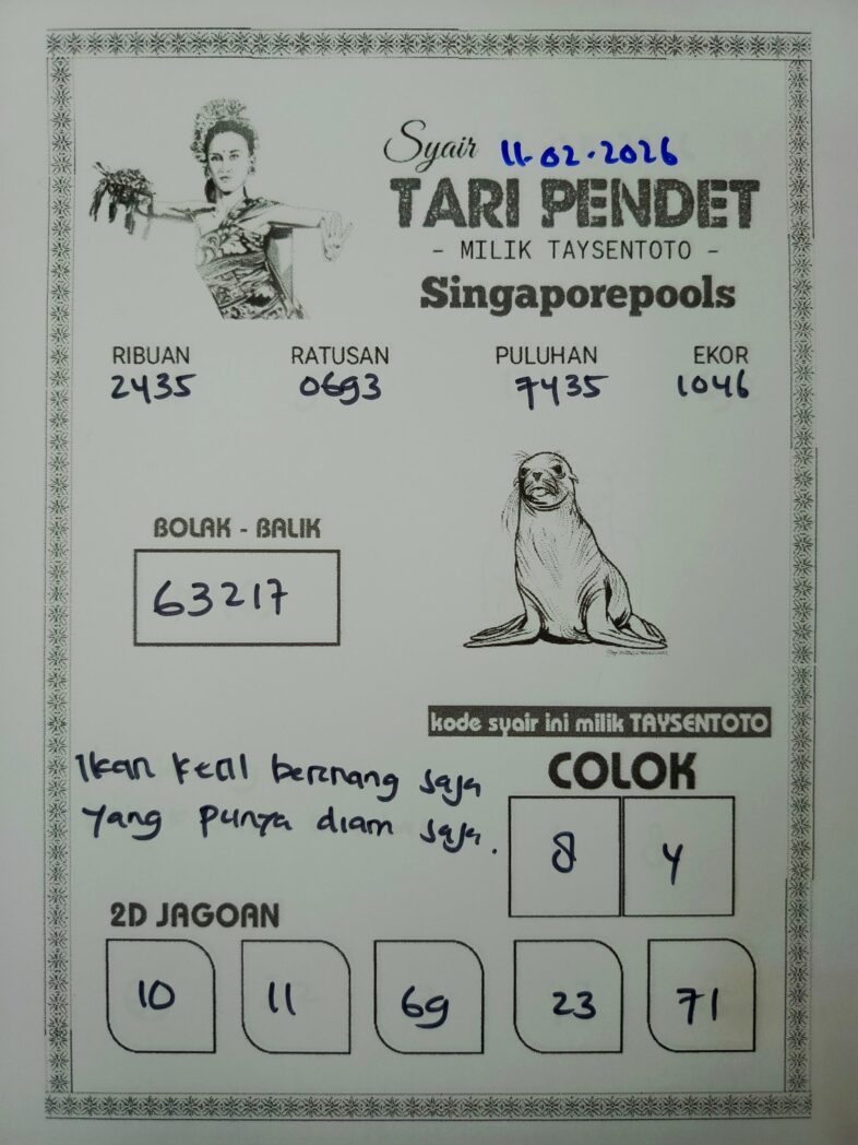 Syair Tari Pendet SGP Hari ini Rabu, 11 Februari 2026