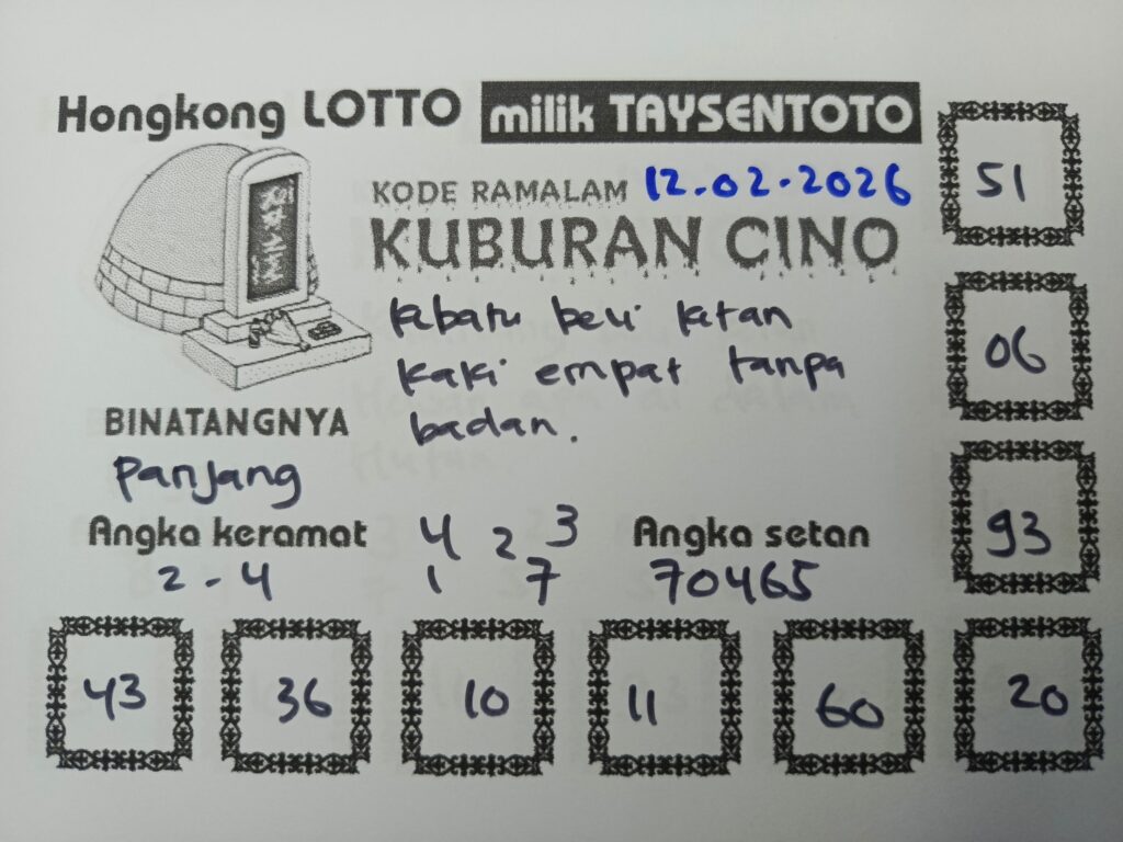 Syair Kuburan Cino HK Hari Kamis, 12 Februari 2026