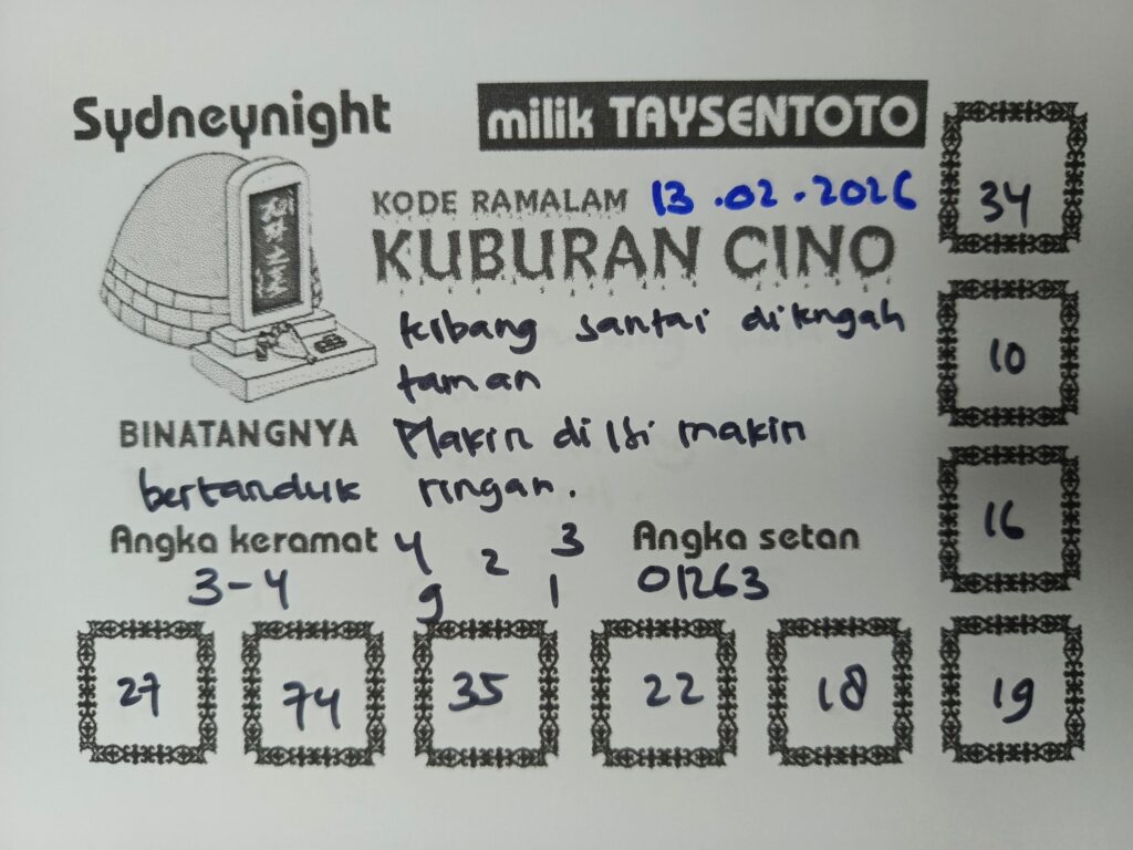 Syair Kuburan Cino SydneyNight Hari ini Jumat, 13 Februari 2026