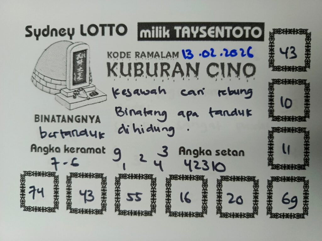 Syair Kuburan Cino Sydney Hari ini Jumat, 13 Februari 2026
