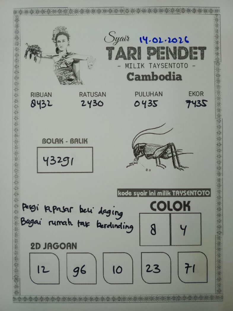 Syair Tari Pendet Cambodia Hari Ini Sabtu, 14 Februari 2026