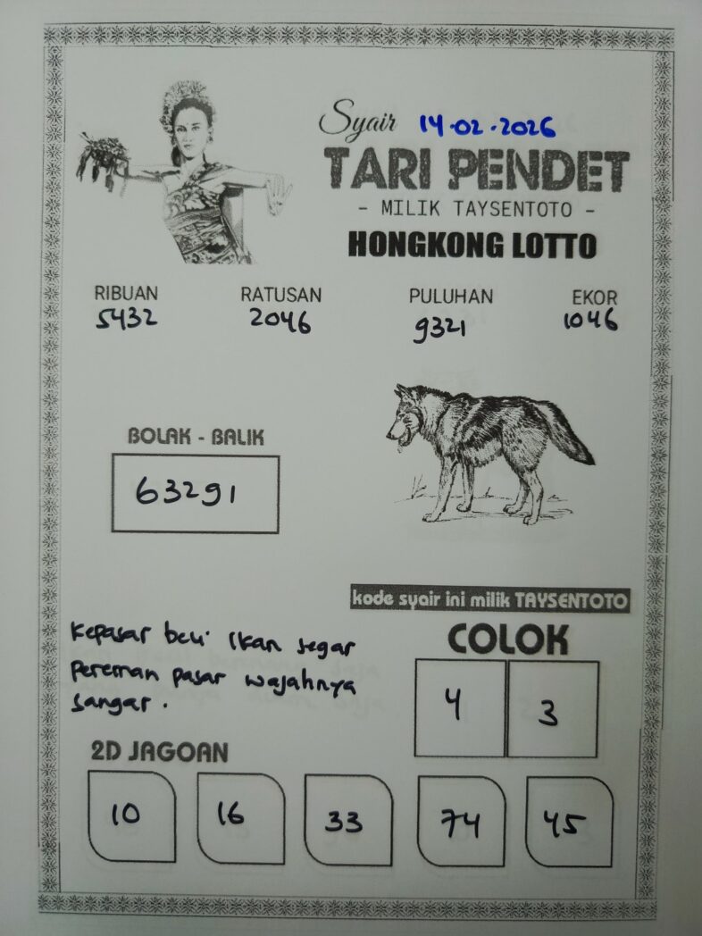 Syair Tari Pendet HK Hari Sabtu, 14 Februari 2026