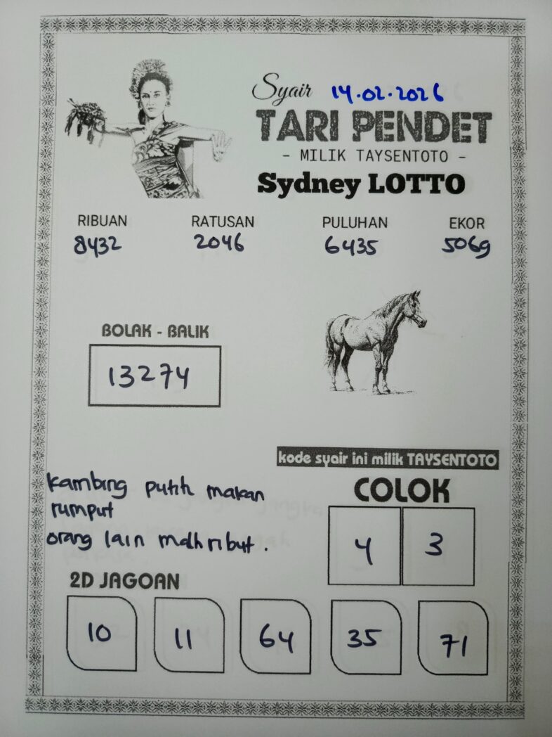 Syair Tari Pendet Sydney Hari ini Sabtu, 14 Februari 2026
