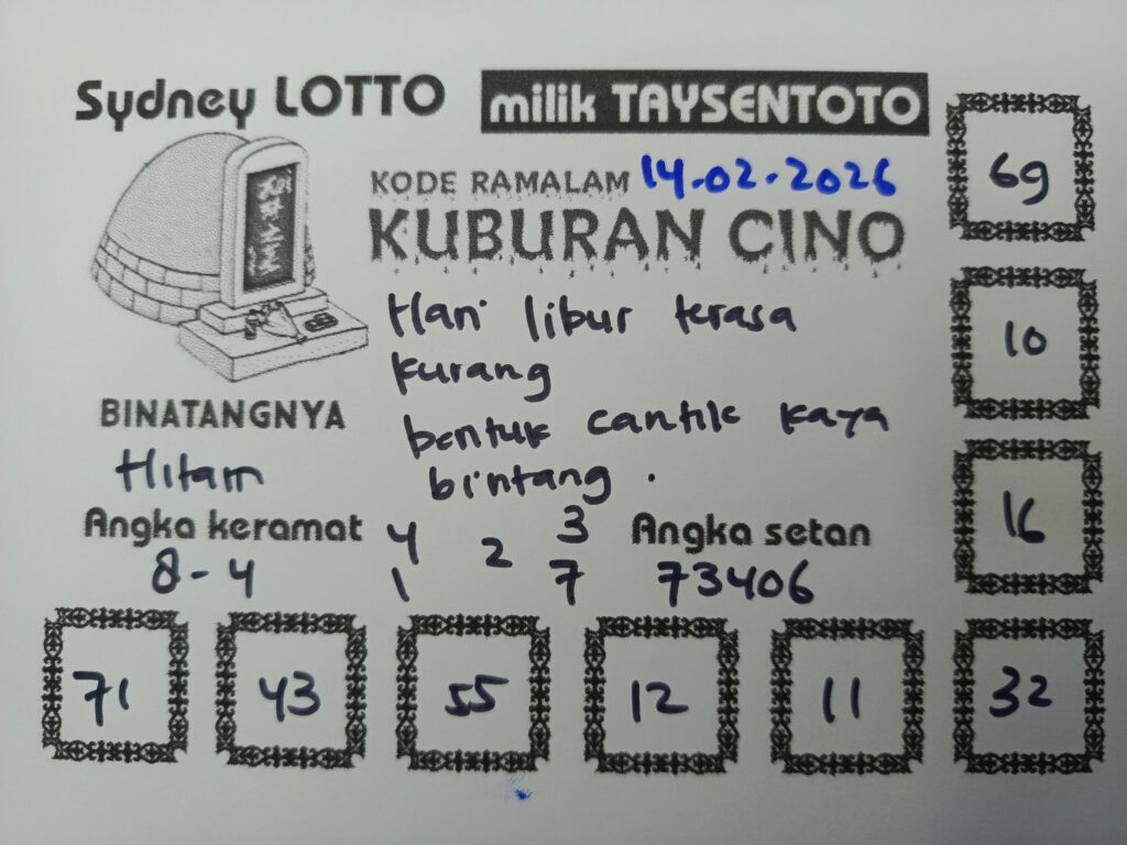 Syair Kuburan Cino Sydney Hari ini Sabtu, 14 Februari 2026